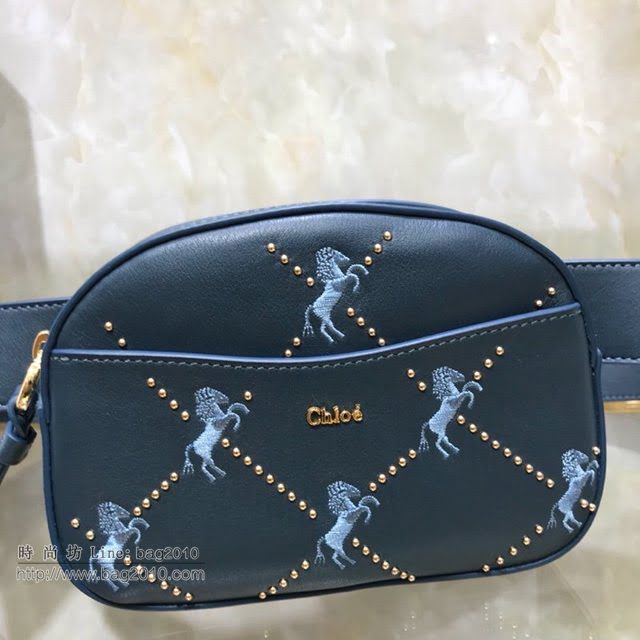 Chloe女包 克洛伊經典Signature駿馬刺繡鉚釘腰包胸包 Chloe拉鏈款斜挎包  jjh1277